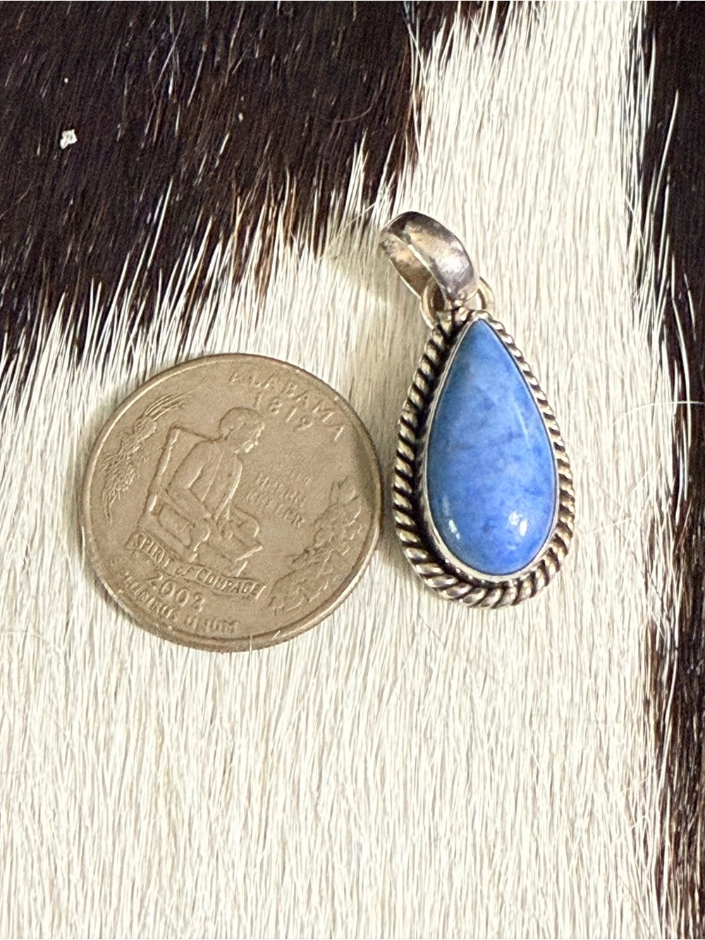 925, Denim Lapis Teardrop, Signed Native Pendant ~ Artie Yellowhorse - Picture 4 of 6
